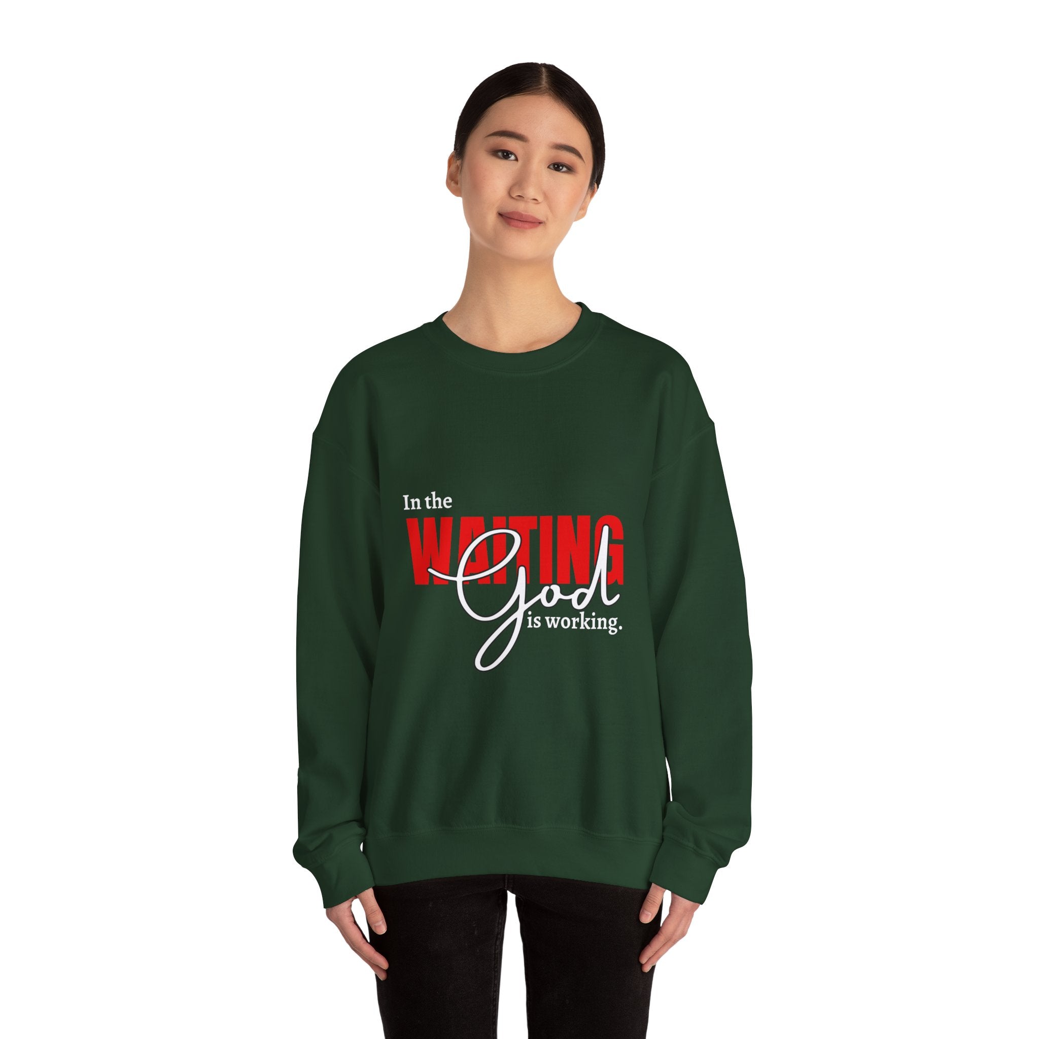 Waiting on God Crewneck Sweatshirt — Faith-Based Inspirational Pullover