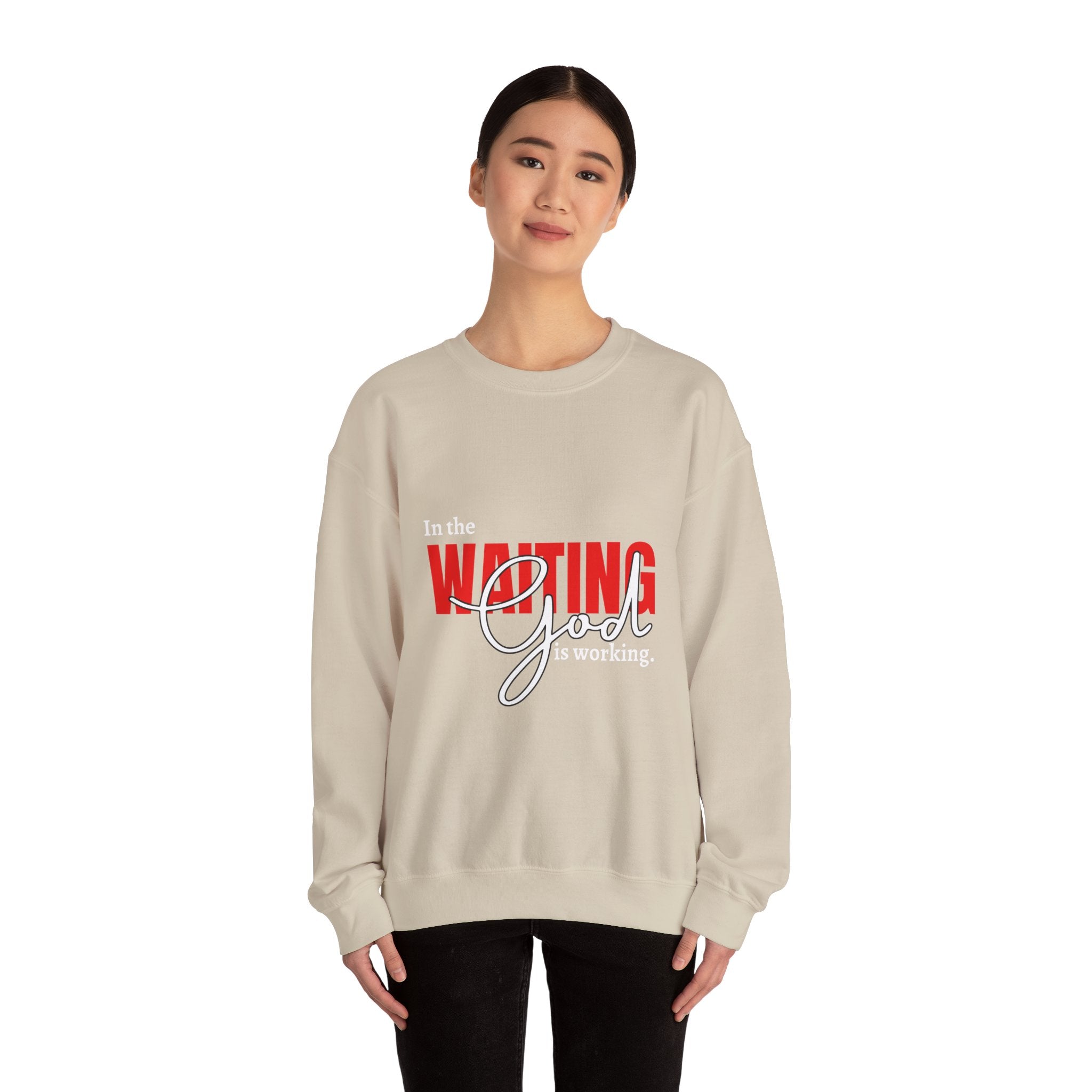 Waiting on God Crewneck Sweatshirt — Faith-Based Inspirational Pullover