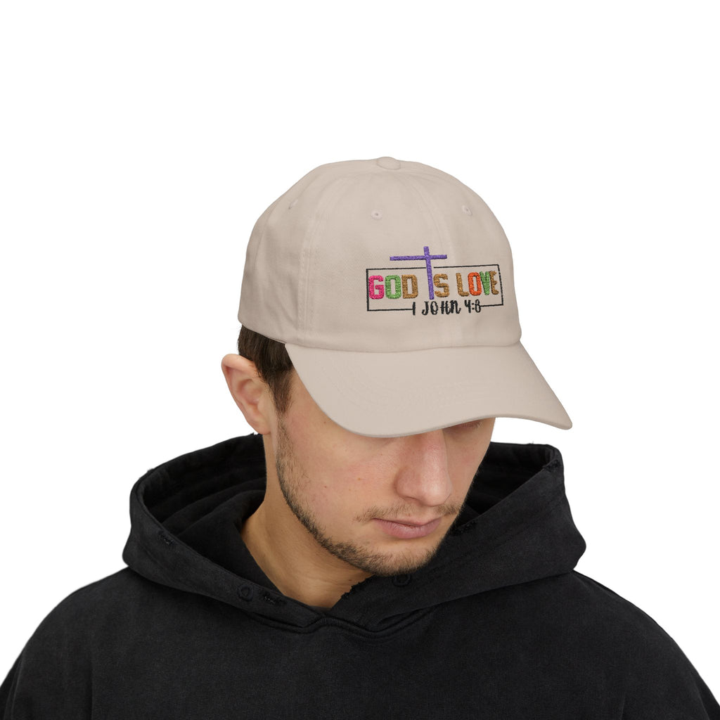 God Is Love Cap — John 4:8 Embroidered Christian Baseball Hat
