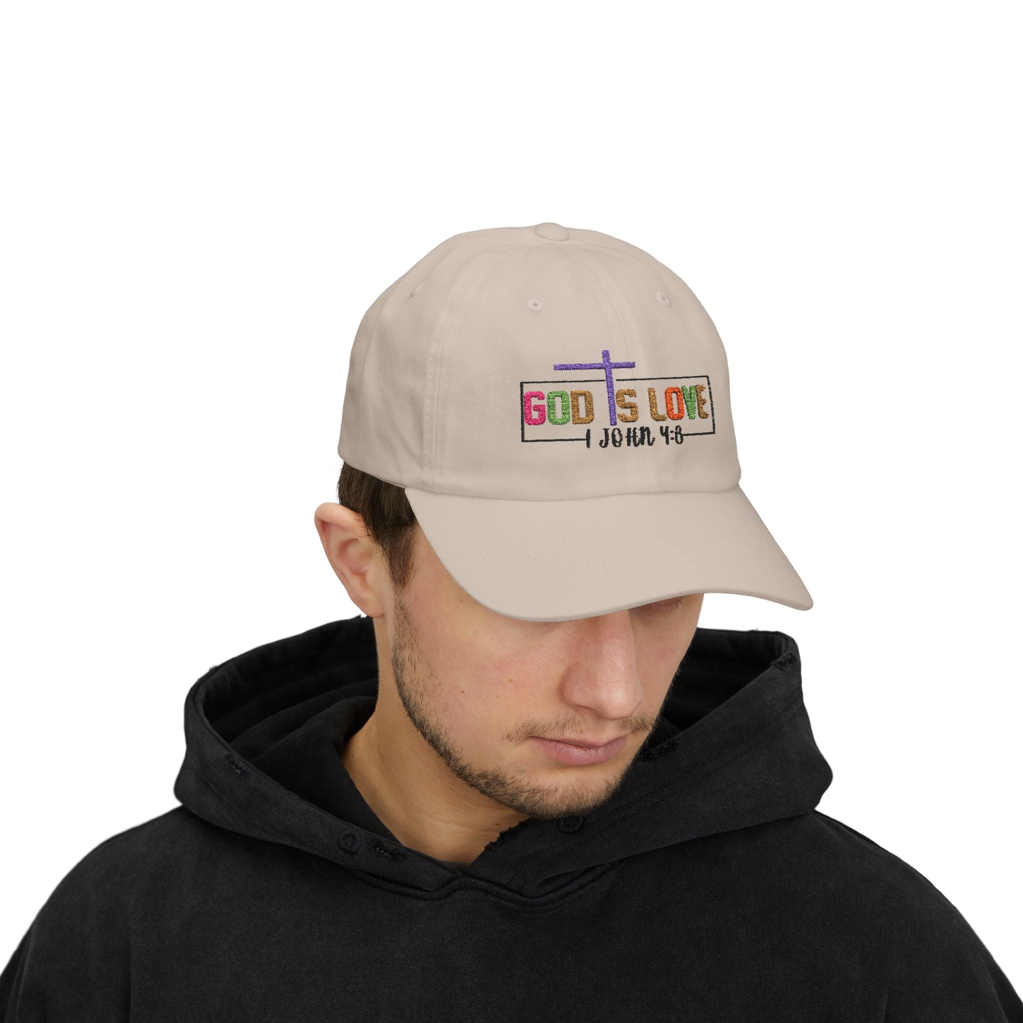 God Is Love Cap — John 4:8 Embroidered Christian Baseball Hat