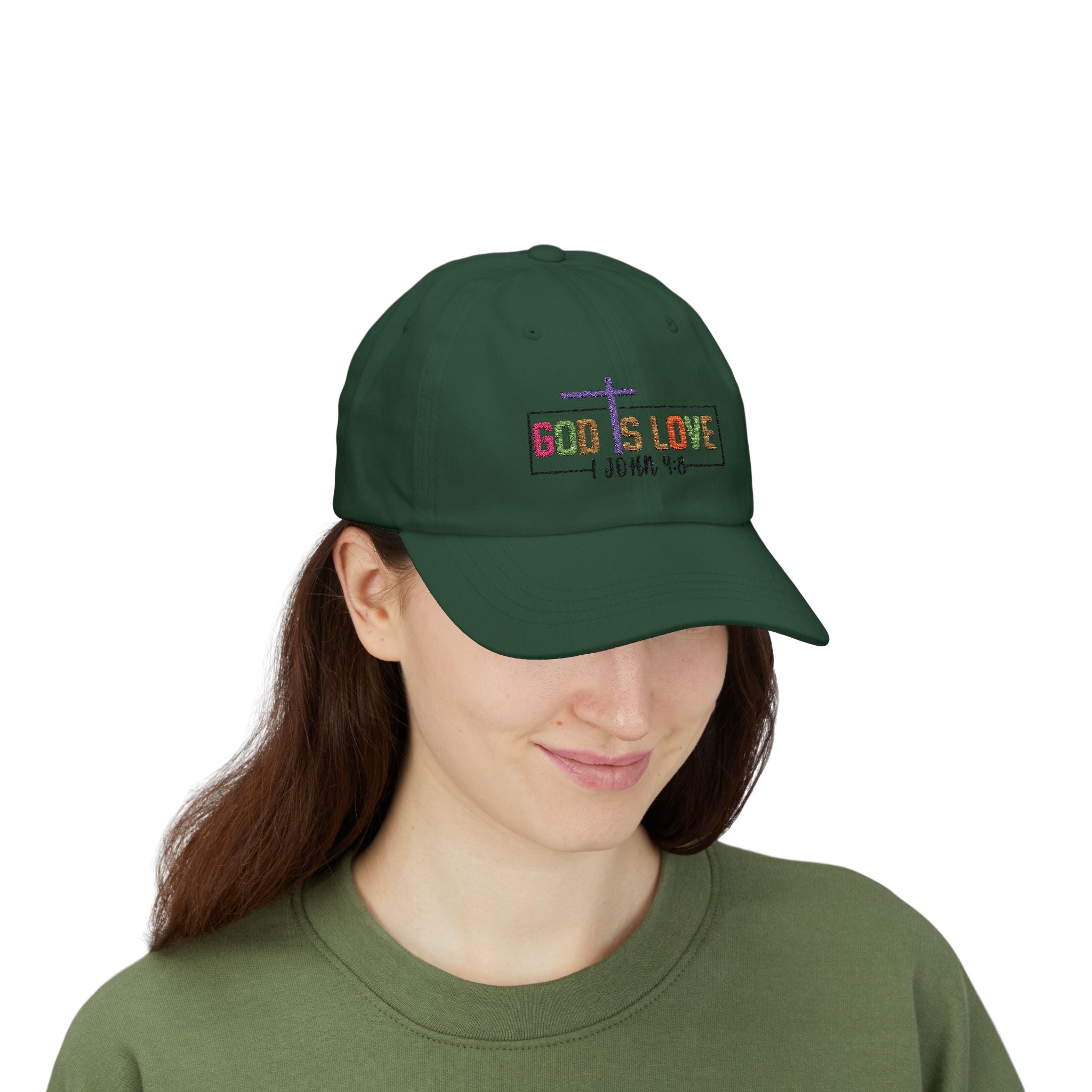God Is Love Cap — John 4:8 Embroidered Christian Baseball Hat