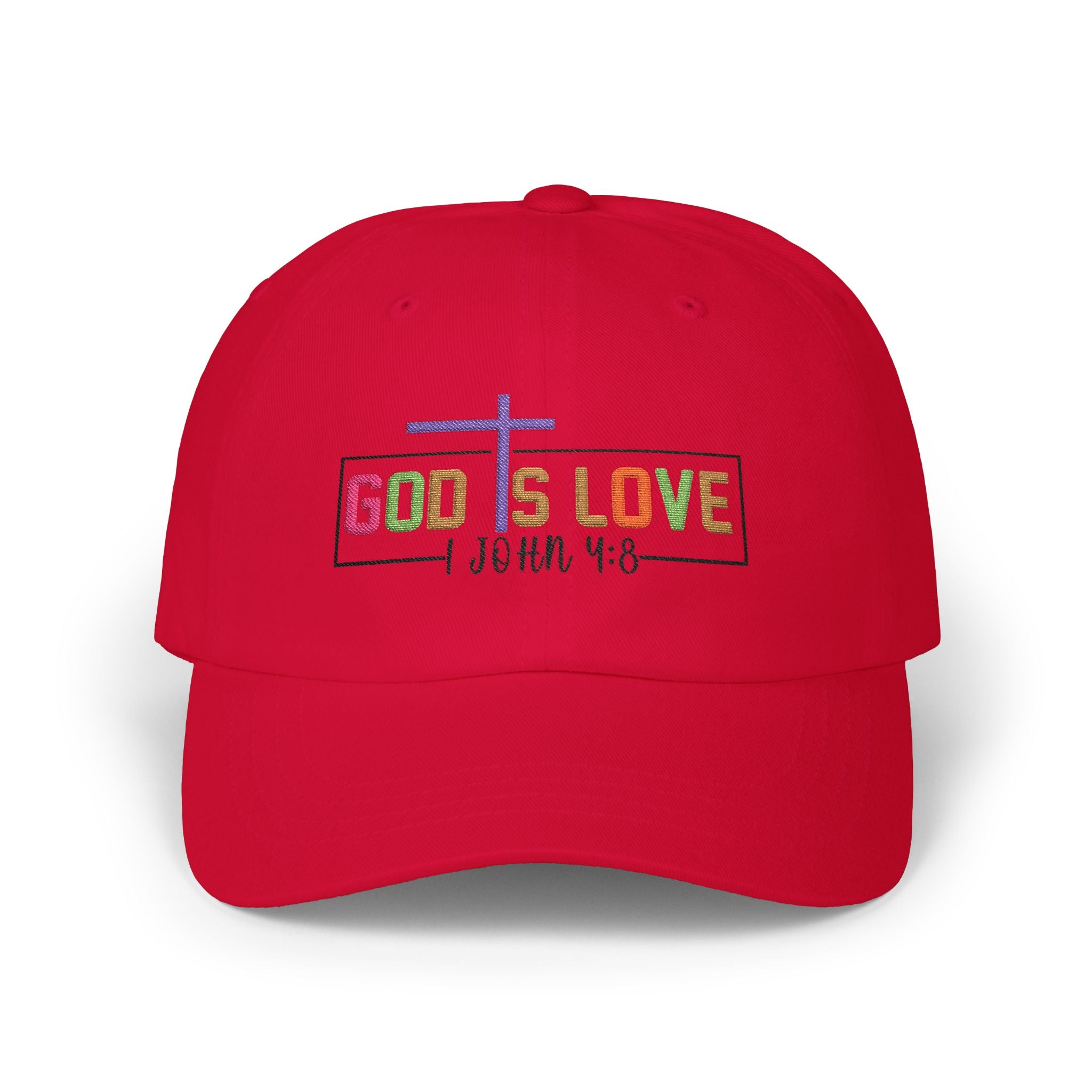God Is Love Cap — John 4:8 Embroidered Christian Baseball Hat