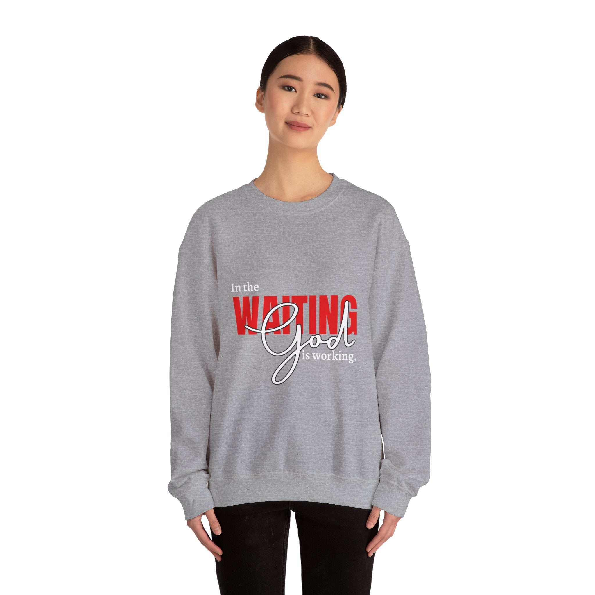 Waiting on God Crewneck Sweatshirt — Faith-Based Inspirational Pullover