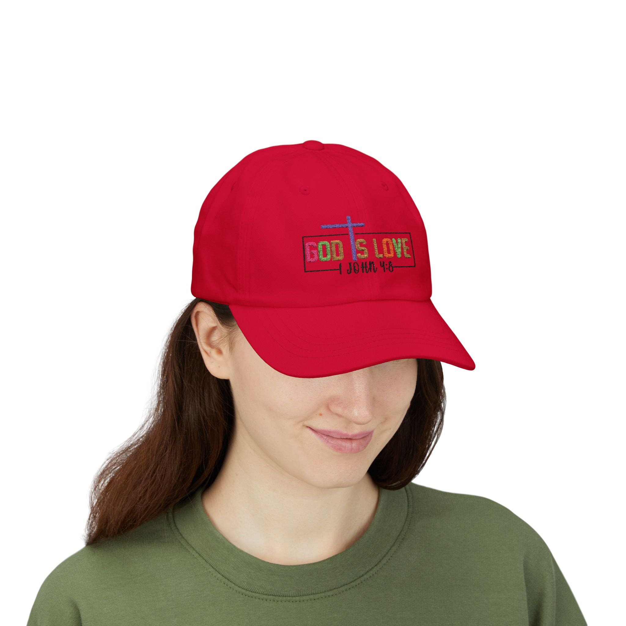 God Is Love Cap — John 4:8 Embroidered Christian Baseball Hat