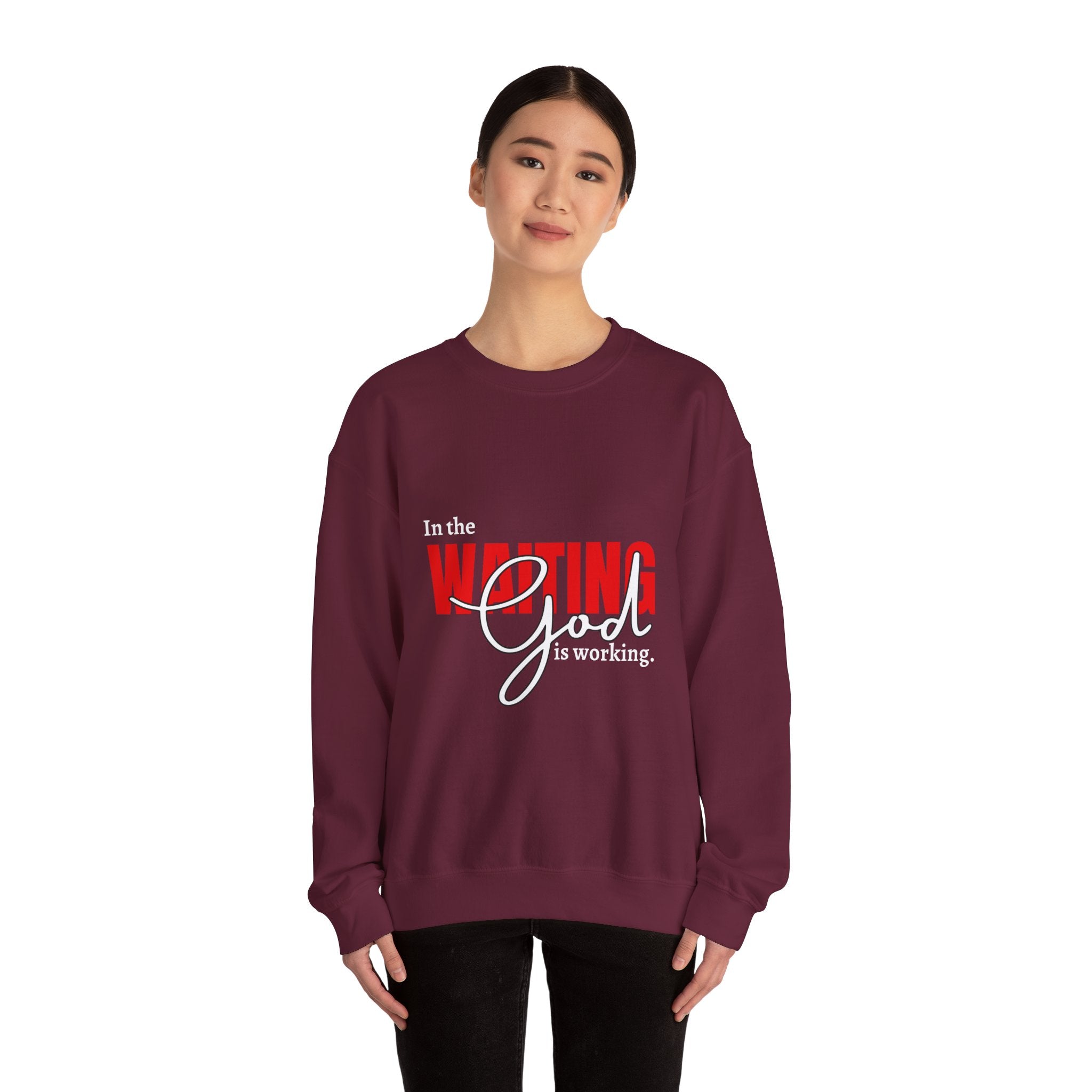 Waiting on God Crewneck Sweatshirt — Faith-Based Inspirational Pullover
