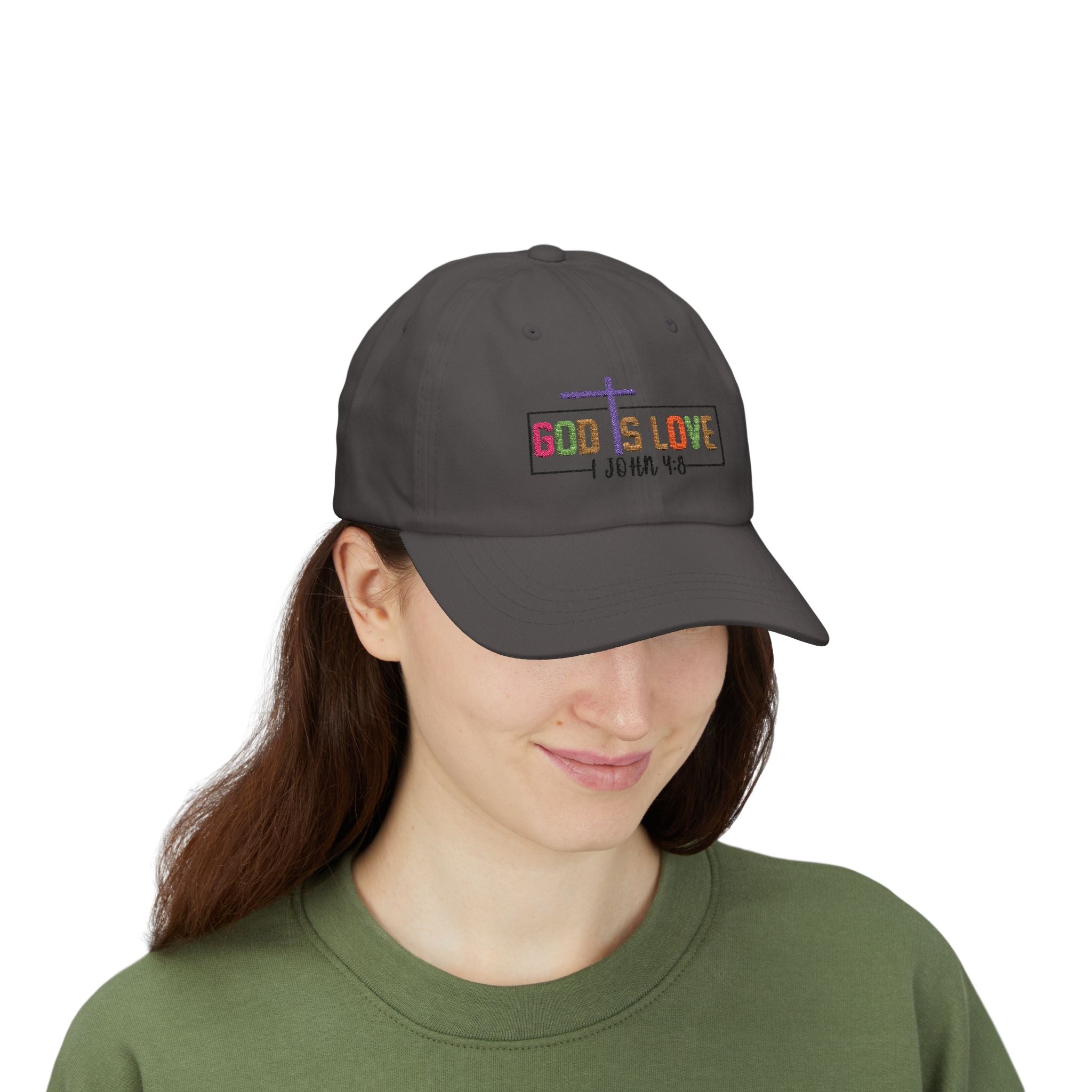 God Is Love Cap — John 4:8 Embroidered Christian Baseball Hat