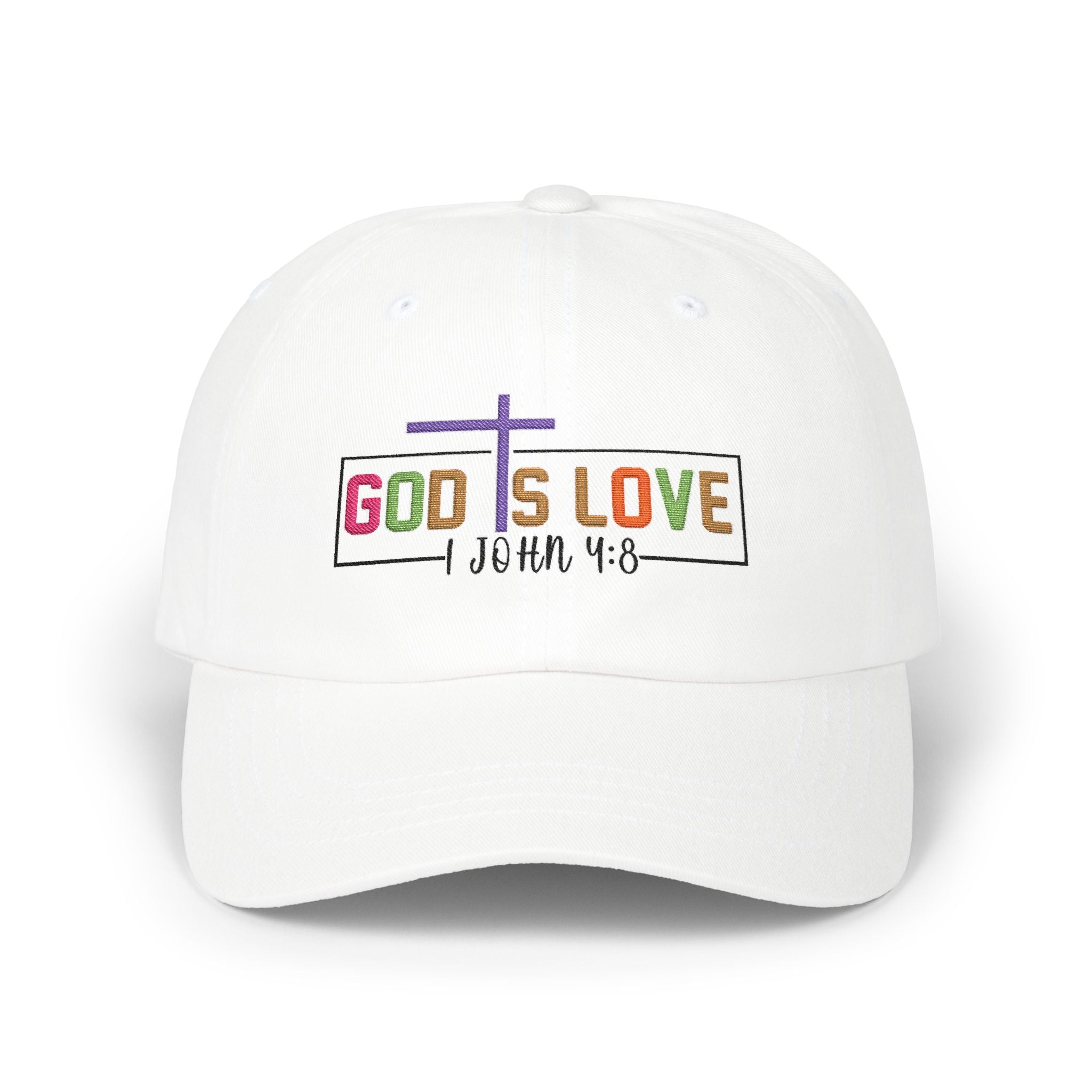 God Is Love Cap — John 4:8 Embroidered Christian Baseball Hat